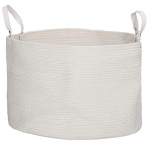 HOMCOM 88L Cotton Rope Laundry Basket, with Handles - Cream White Aosom UK