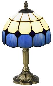 HOMCOM Handmade Stained Glass Bedroom Table Lamp, Antique Bedside Light for Bedroom, Living Room, Home, Decorative Night Light, Blue Aosom UK