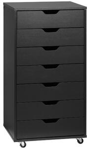 Vinsetto Vertical Filing Cabinet, 7-drawer File Cabinet, Mobile Office Cabinet on Wheels for Study, Home Office, Black Aosom UK