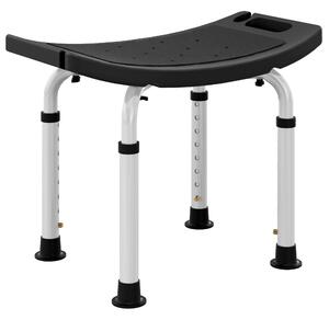 HOMCOM Height Adjustable Bath Stool, Aluminium Shower Stool with Non-Slip Pads for Elderly, Disabled, Seniors, Pregnant, Black Aosom UK