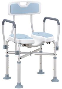 HOMCOM Bath Stool w/ Upgraded U-shaped Seat and Reinforced Crossbars, Height Adjustable Padded Shower Chair w/ Non-slip Feet, Light Blue Aosom UK