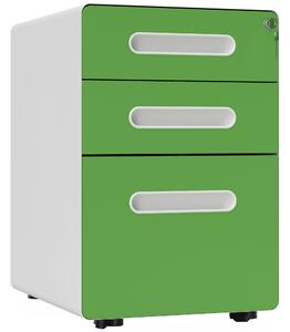 Vinsetto 3 Drawer Filing Cabinet, Steel Lockable File Cabinet with Lock and Wheels, for A4, Letter, Legal Sized Files, Green Aosom UK