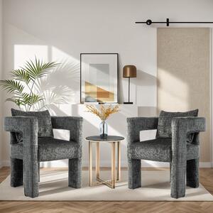 Set of 2 Modern Sofa Chair with Hollow Armrest Design, Cushions and Pillows, Comfy Chairs for Living Room, Bedroom, 60x44x65 cm, Dark Gray Aosom.UK