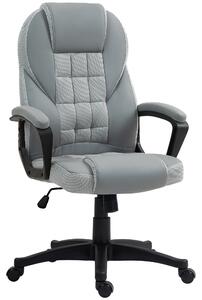 HOMCOM Faux Leather Office Chair with Adjustable Height and Tilt Function, Swivel Executive Chair with High Back and Armrests, Grey Aosom UK