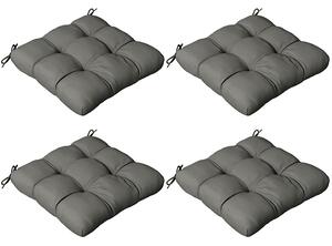 Outsunny Patio Chair Cushion Set: 4-Piece Tied Seat Pads for Indoor & Outdoor Seating, Charcoal Grey Comfort Aosom UK