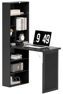 HOMCOM Three-Part Work Desk, with Storage and Chalkboard - Black