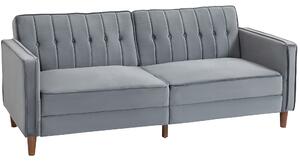 HOMCOM Velvet-Feel Three-Seater Sofa Bed - Dark Grey