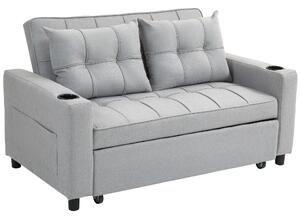 HOMCOM Two-Seater Pull-Out Sofa Bed - Light Grey