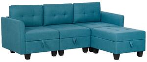 HOMCOM 'L' Shape Modular Sofa, with Storage - Light Blue