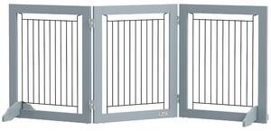 PawHut Foldable Pet Gate, with Three Panels & Two Support Feet - Grey