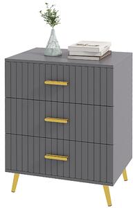 HOMCOM Bedroom Chest of Drawers, Modern 3-Drawer Dresser, Storage Drawer Unit with Aluminium Legs, Dark Grey Aosom UK