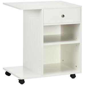 Vinsetto Printer Stand, Mobile, Rolling Cart, Desk Side with CPU Stand, Drawer, Adjustable Shelf, Wheels, White. Aosom UK