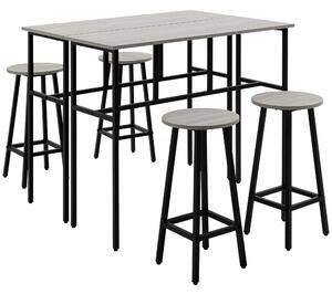 HOMCOM Bar Table and Stools, 2 Breakfast Tables with 4 Stools, Counter Height Dining Tables & Chairs for Kitchen, Living Room, Grey Aosom UK