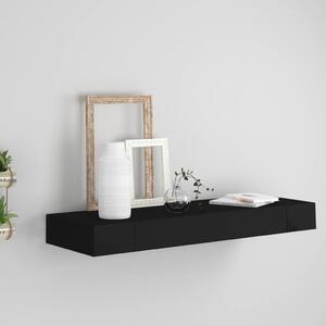 Floating Wall Shelf with Drawer Black 80x25x8 cm