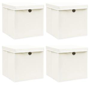 Storage Boxes with Lids 4 pcs White 32x32x32 cm Fabric