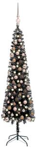 Slim Christmas Tree with LEDs&Ball Set Black 120 cm