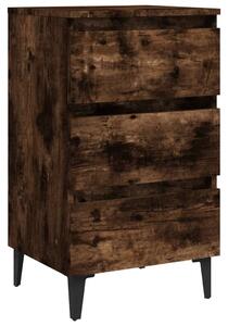 Bed Cabinet with Metal Legs Smoked Oak 40x35x69 cm