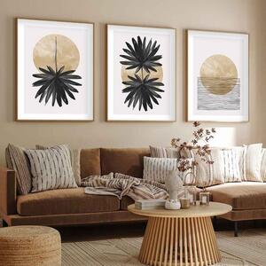 Impressionist Wooden 20x30cm Palm Art of Frame Set of 3 in Multicolour