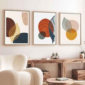 Impressionist Wooden 20x30cm Autumnal Abstract Art of Frame Set of 3 in Multicolour