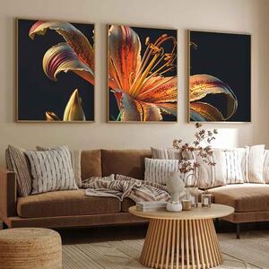 Satori Wooden 20x30cm Midnight Lily Art of Frame Set of 3 in Multicolour