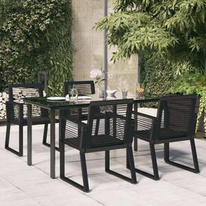 Revano Garden 160cm Glass Top Dining Table with 4 Chairs in Black