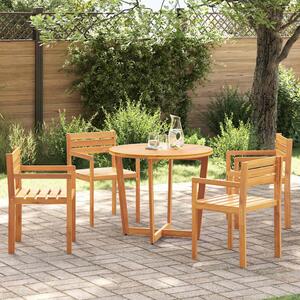 Revano Garden 90cm Acacia Wood Dining Table with 4 Chairs in Brown