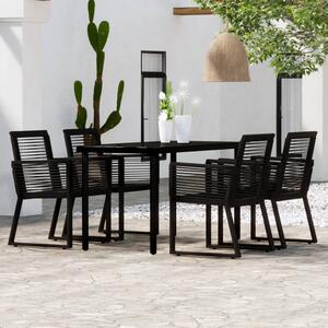 Revano Garden 140cm Glass Top Dining Table with 4 Chairs in Black