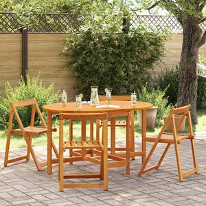 Revano Garden 110cm Acacia Wood Folding Dining Table with 4 Chairs in Brown