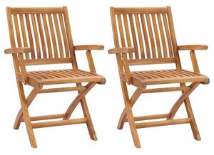 Alfresco Outdoor Teak Acacia Wood Folding Armchairs in Pair