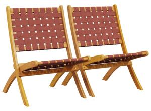 Zoreva Garden Red Fabric Folding Armchair with Acacia Wood Frame in Pair