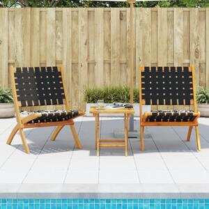 Zoreva Garden Fabric Folding Duo Set with Acacia Wood Frame in Black