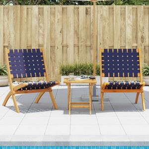 Zoreva Garden Fabric Folding Duo Set with Acacia Wood Frame in Blue