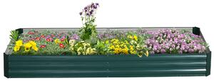 Outsunny Metal Raised Garden Bed Planter Box Outdoor Planters for Growing Flowers, Herbs, Green, 241x90.5x30cm