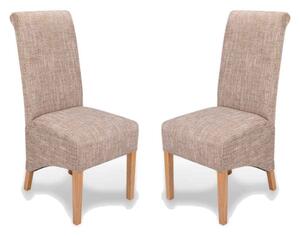 Kyoto Fabric Dining Chairs In Pair - Tweed Oatmeal