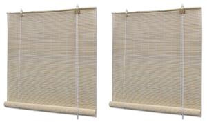 Bamboo Roller Blinds 2 pcs 120x160 cm Natural