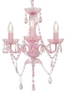 Chandelier with Beads Pink Round 3 x E14