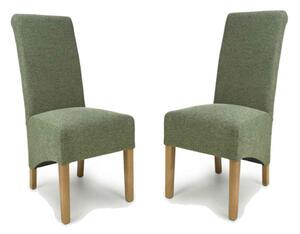 Kyoto Fabric Dining Chairs In Pair - Weave Green