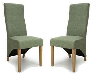 Basrah Fabric Dining Chairs In Pair - Green