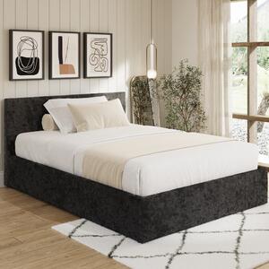 Eltham End Lift Crushed Velvet Ottoman Small Double Bed In Black