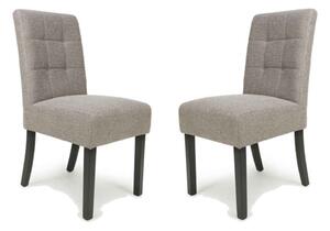Mendoza Mocha Fabric Dining Chairs With Black Leg In Pair