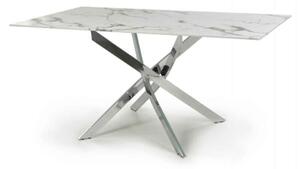 Amityville Marble Effect Dining Table With Chrome Legs - White