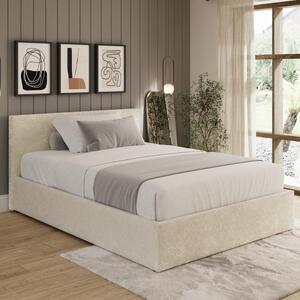Eltham End Lift Crushed Velvet Ottoman Double Bed In Cream