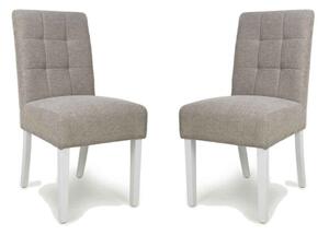 Mendoza Mocha Fabric Dining Chairs With White Leg In Pair