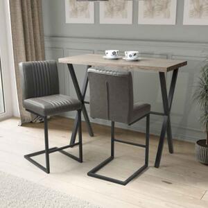 Brasilia Wooden Bar Table With 2 Aboba Stools In Oak And Grey