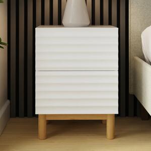 Kenosha Wooden Bedside Cabinet With 2 Drawers In White