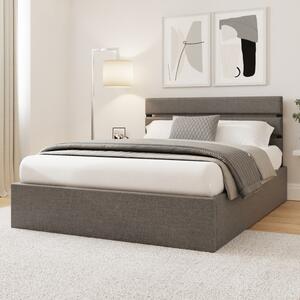 Hickory Fabric Ottoman Storage Small Double Bed In Grey
