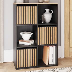 Kearney Wooden Storage Cabinet With 6 Shelves In Black And Oak