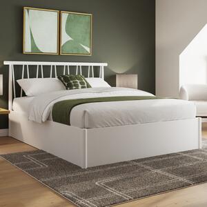 Folsom Wooden Ottoman Storage Double Bed In White