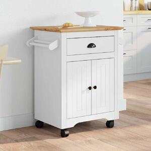 Allegan Wooden Kitchen Trolley With 2 Doors In White And Brown