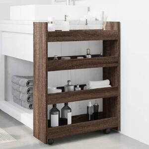 Algona Wooden Kitchen Trolley With 4 Shelves In Brown Oak